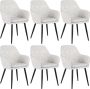 Colenis Levan eetkamerstoel Set Van 6 Wit Fluweel Velvet Industrieel Met armleuning - Thumbnail 2