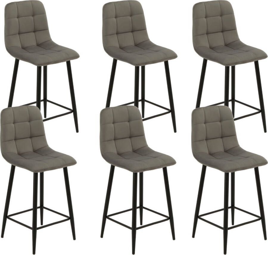 Colenis Lavinia Eetkamerstoel Set Van 6 Beige Geweven stof Zwarte Poten - Foto 2