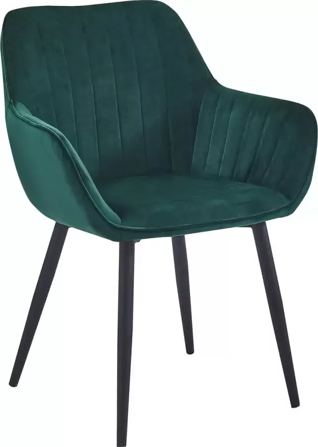 Colenis Luna Eetkamerstoel Groen Set Van 4 Fluweel Velvet Industrieel Met armleuning