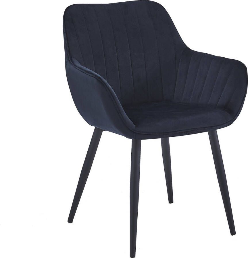 Colenis Luna Eetkamerstoel Set Van 2 Zwart Fluweel Industrieel Met armleuning - Foto 2