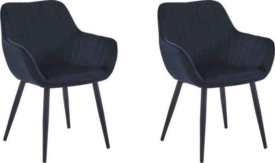 Colenis Luna Eetkamerstoel Set Van 2 Zwart Fluweel Industrieel Met armleuning