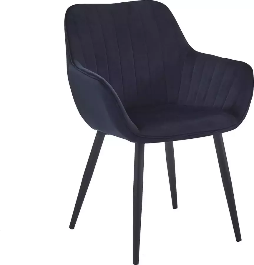 Colenis Luna Eetkamerstoel Zwart Set Van 6 Fluweel Velvet Industrieel Met armleuning - Foto 2