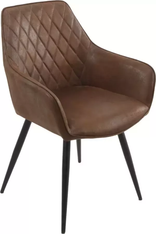 Colenis Maria Eetkamerstoel Set Van 2 Bruin Microfiber Industrieel Met armleuning