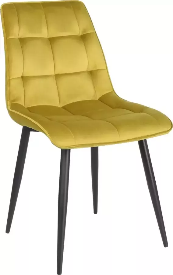 Colenis Mario Eetkamerstoel Mosterdgroen Set Van 6 Fluweel Velvet Industrieel - Foto 2