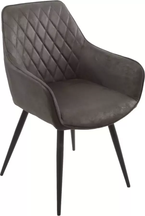 Colenis Maria Eetkamerstoel Set Van 6 Antraciet Microfiber Industrieel Met armleuning - Foto 2