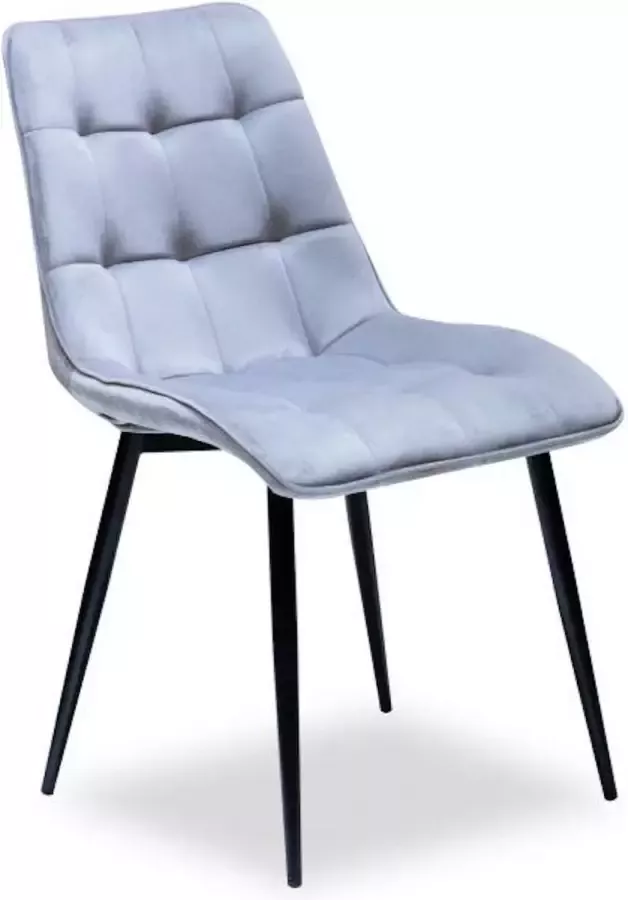 Colenis Mario Eetkamerstoel Set Van 6 Lichtgrijs Fluweel Velvet Industrieel - Foto 4