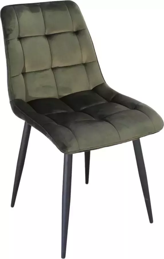 Colenis Maria Eetkamerstoel Set Van 6 Olijfgroen Fluweel Velvet Industrieel