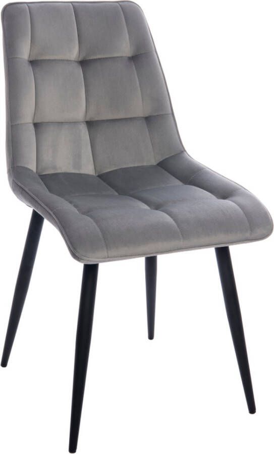 Colenis Mario Eetkamerstoel Set Van 4 Lichtgrijs Fluweel Velvet Industrieel - Foto 2