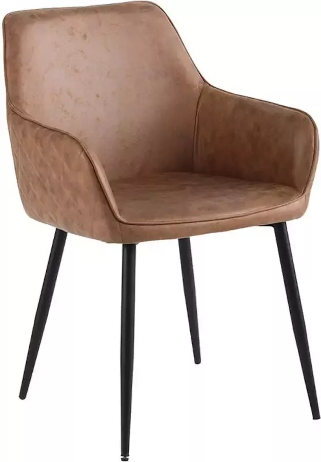 Colenis Milan Eetkamerstoel Cognac Microfiber Industrieel Met armleuning