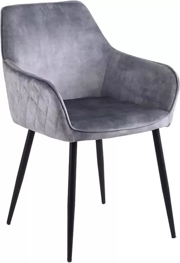 Colenis Milan Eetkamerstoel Grijs Fluweel Industrieel Met armleuning - Foto 2