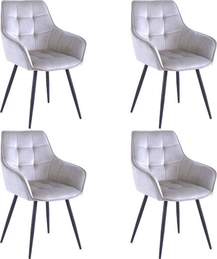 Colenis Oriana Eetkamerstoel Cream Set Van 4 Fluweel Velvet Industrieel