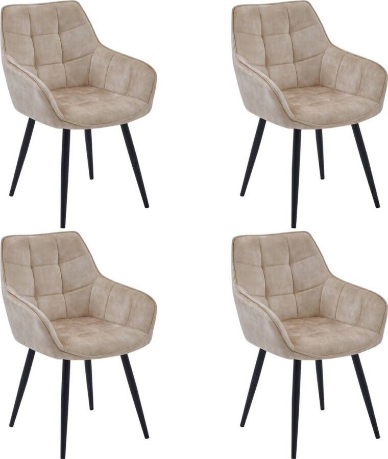 Colenis Oriana Eetkamerstoel Set Van 4 Beige Adoré Velvet Design