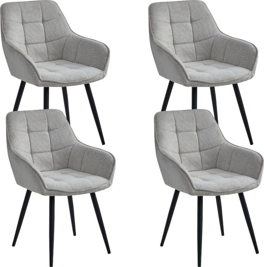 Colenis Oriana Eetkamerstoel Set Van 4 Beige Geweven stof Met Armleuning