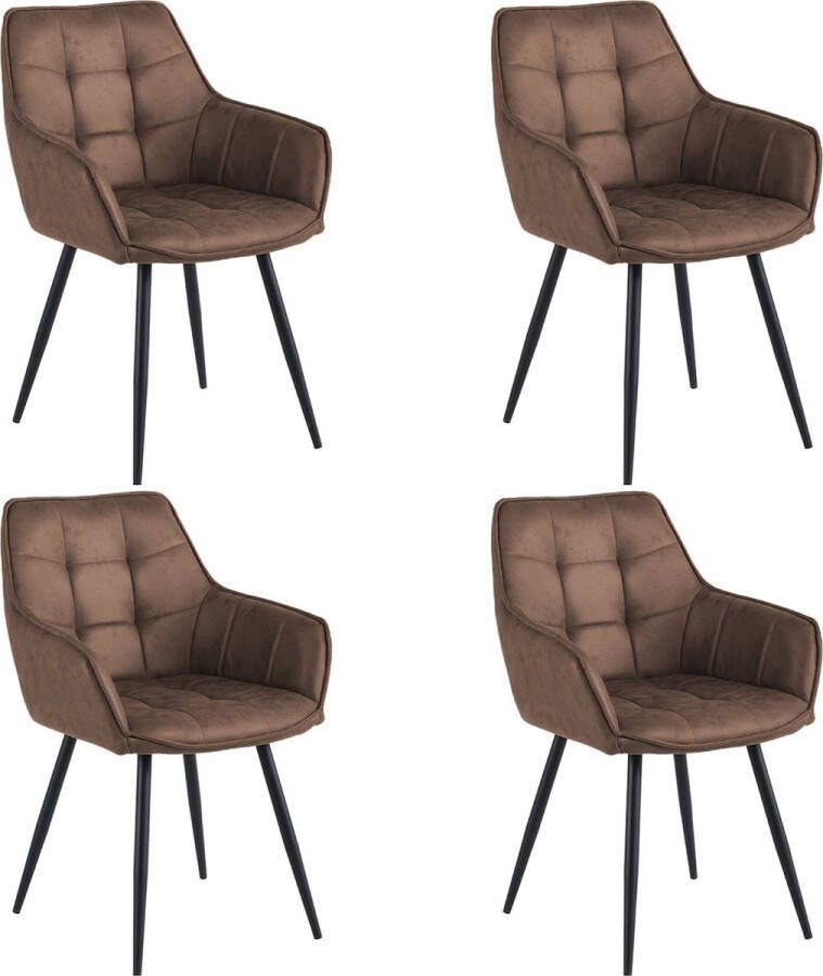 Colenis Oriana Eetkamerstoel Bruin Set Van 4 Microfiber Microvezel Industrieel