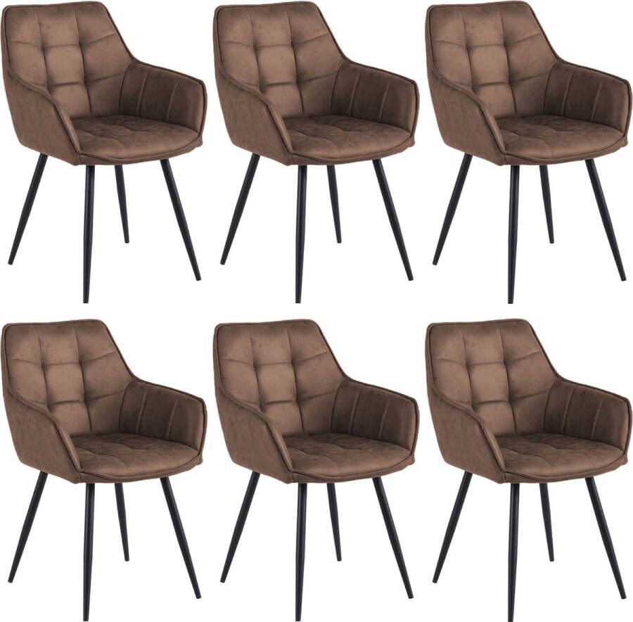 Colenis Oriana Eetkamerstoel Bruin Set Van 6 Microfiber Microvezel Industrieel