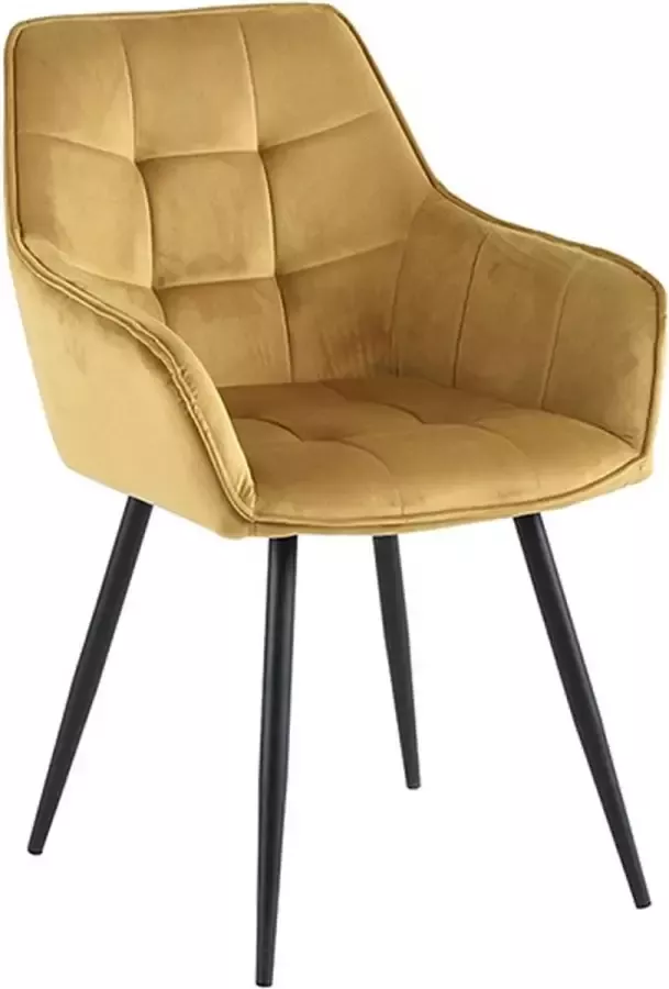Colenis Oriana Eetkamerstoel Set Van 6 Honey Gold Fluweel Velvet Industrieel - Foto 2