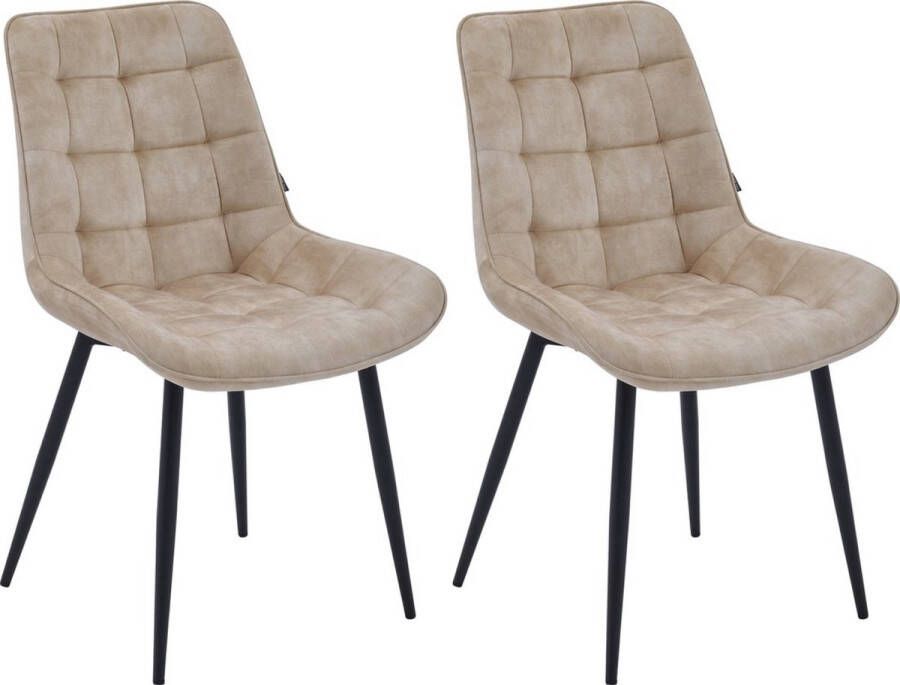 Colenis Quadra Eetkamerstoel Set Van 2 Beige Adoré Velvet Design