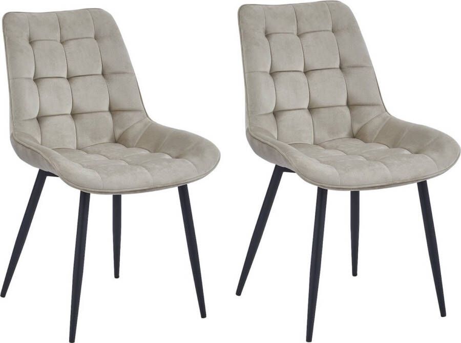 Colenis Quadra Eetkamerstoel Set Van 2 Beige Fluweel Industrieel