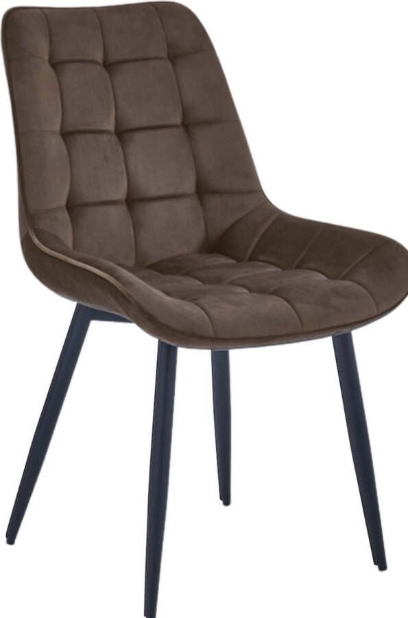 Colenis Quadra Eetkamerstoel Set Van 2 Bruin Fluweel Industrieel - Foto 2
