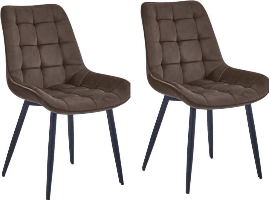 Colenis Quadra Eetkamerstoel Set Van 2 Bruin Fluweel Industrieel