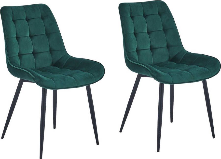 Colenis Quadra Eetkamerstoel Set Van 2 Groen Fluweel Industrieel