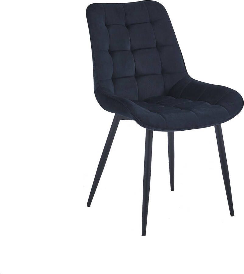 Colenis Quadra Eetkamerstoel Set Van 2 Zwart Fluweel Industrieel - Foto 2