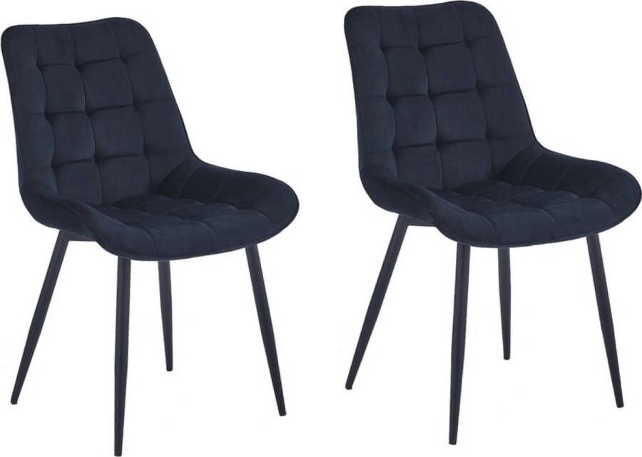 Colenis Quadra Eetkamerstoel Set Van 2 Zwart Fluweel Industrieel