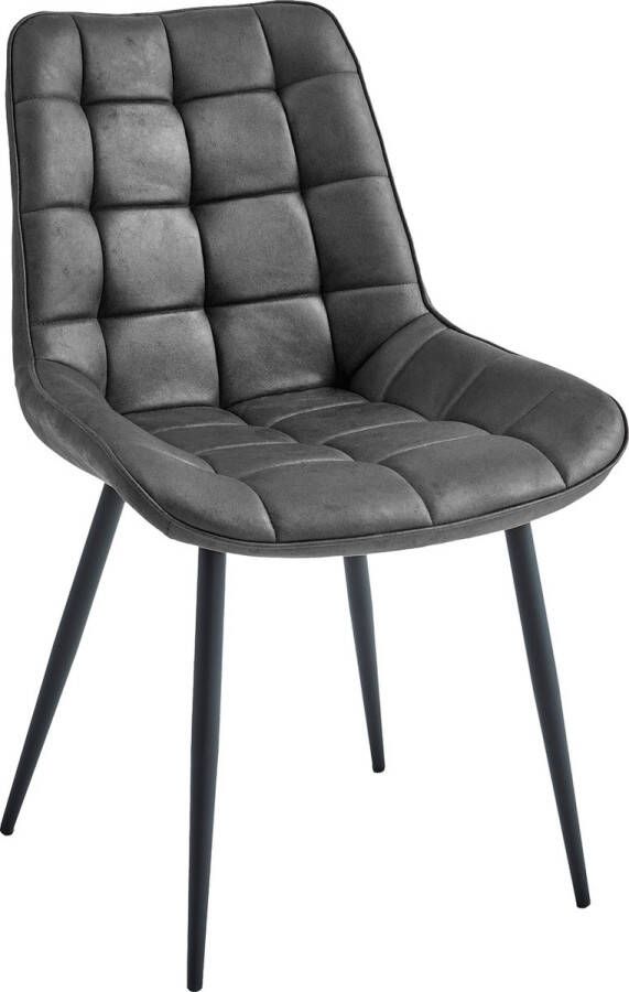 Colenis Quadra Eetkamerstoel Set Van 4 Antraciet Microfiber Stof Industrieel - Foto 2