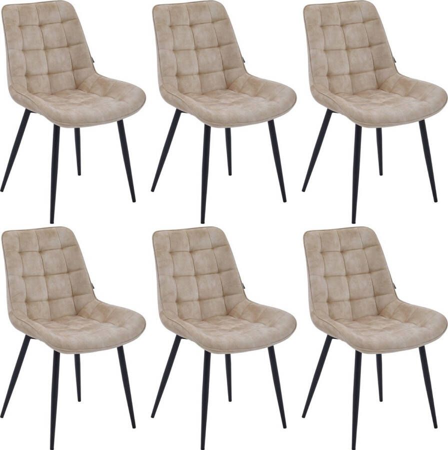 Colenis Quadra Eetkamerstoel Set Van 6 Beige Adoré Velvet Design