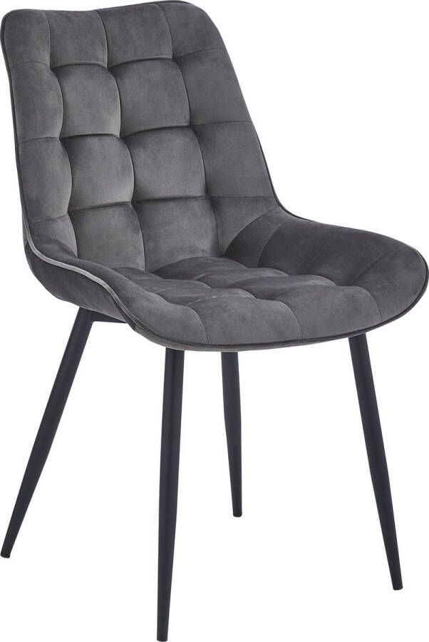 Colenis Quadra Eetkamerstoel Set Van 6 Grijs Fluweel Industrieel - Foto 2