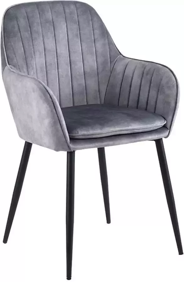 Colenis Lavinia Eetkamerstoel Set Van 4 Grijs Fluweel Industrieel Met armleuning - Foto 2