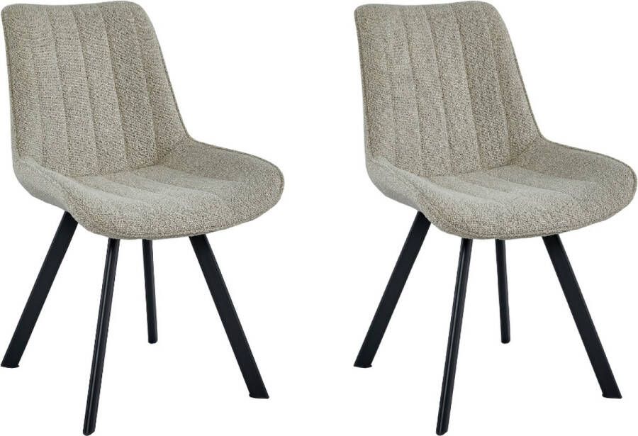 Colenis Verta Eetkamerstoel Set Van 2 Beige Bouclé Industrieel