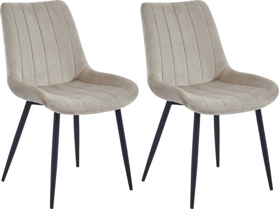 Colenis Verta Eetkamerstoel Set Van 2 Beige Fluweel Velvet Industrieel