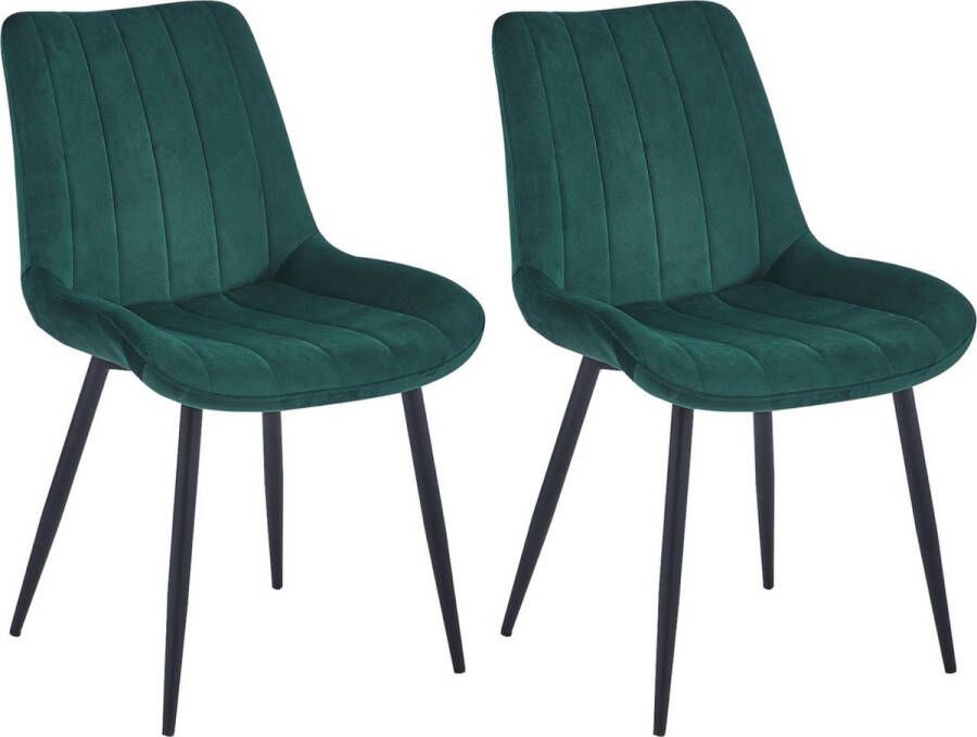 Colenis Verta Eetkamerstoel Set Van 2 Groen Velvet Industrieel