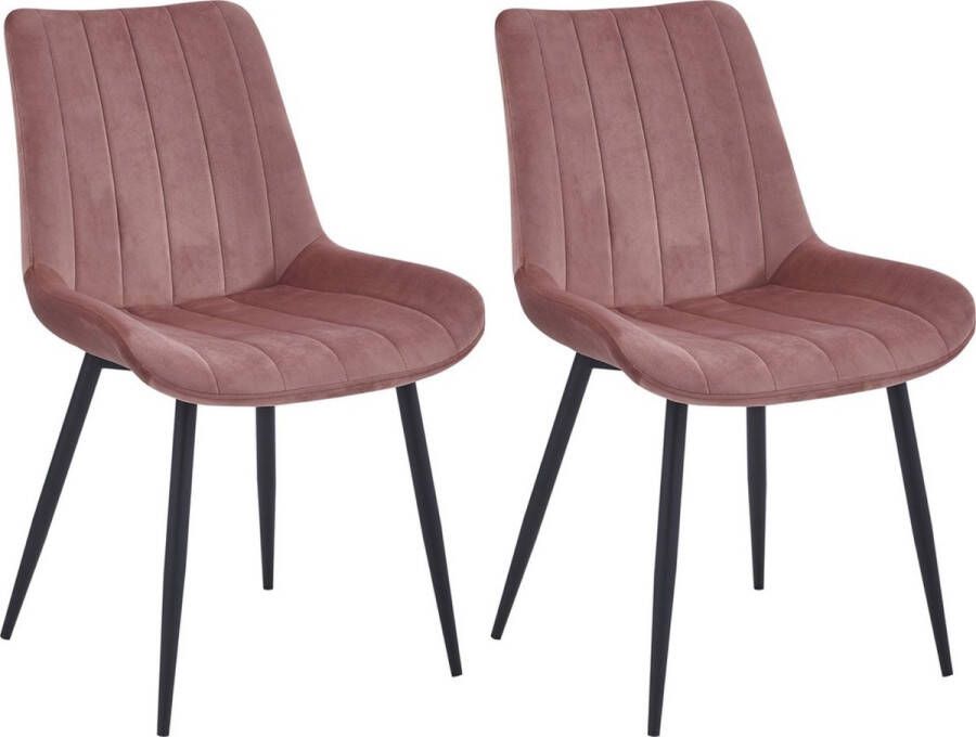 Colenis Verta Eetkamerstoel Set Van 2 roze Velvet Industrieel