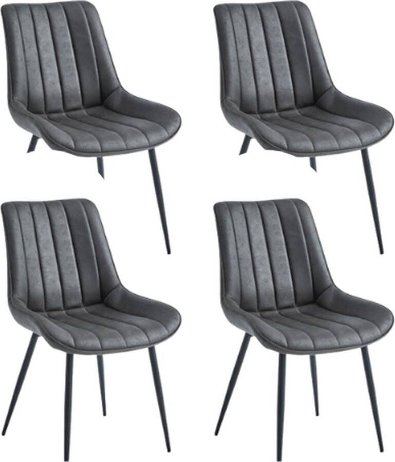 Colenis Verta Eetkamerstoel Set Van 4 Antraciet Microfiber Stof Industrieel