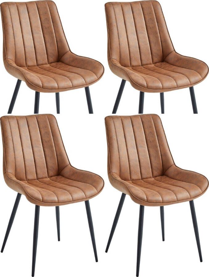 Colenis Verta Eetkamerstoel Set Van 4 Cognac Microfiber Stof Industrieel - Foto 2