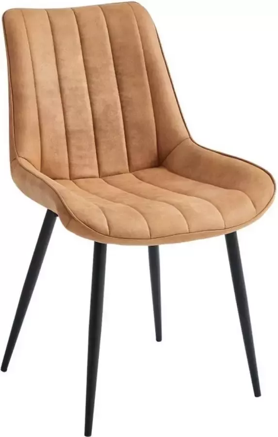 Colenis Verta Eetkamerstoel Set Van 4 Cognac Microfiber Stof Industrieel - Foto 3