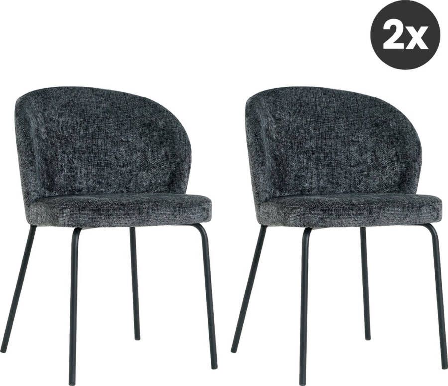 Collectables 2x Eetkamerstoel Lio Antraciet (Set van 2) Rustic Velvet