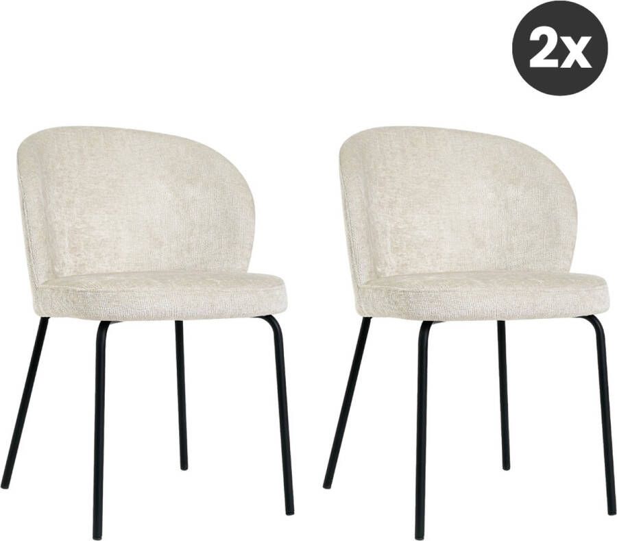 Collectables 2x Eetkamerstoel Lio Beige (Set van 2) Rustic Velvet