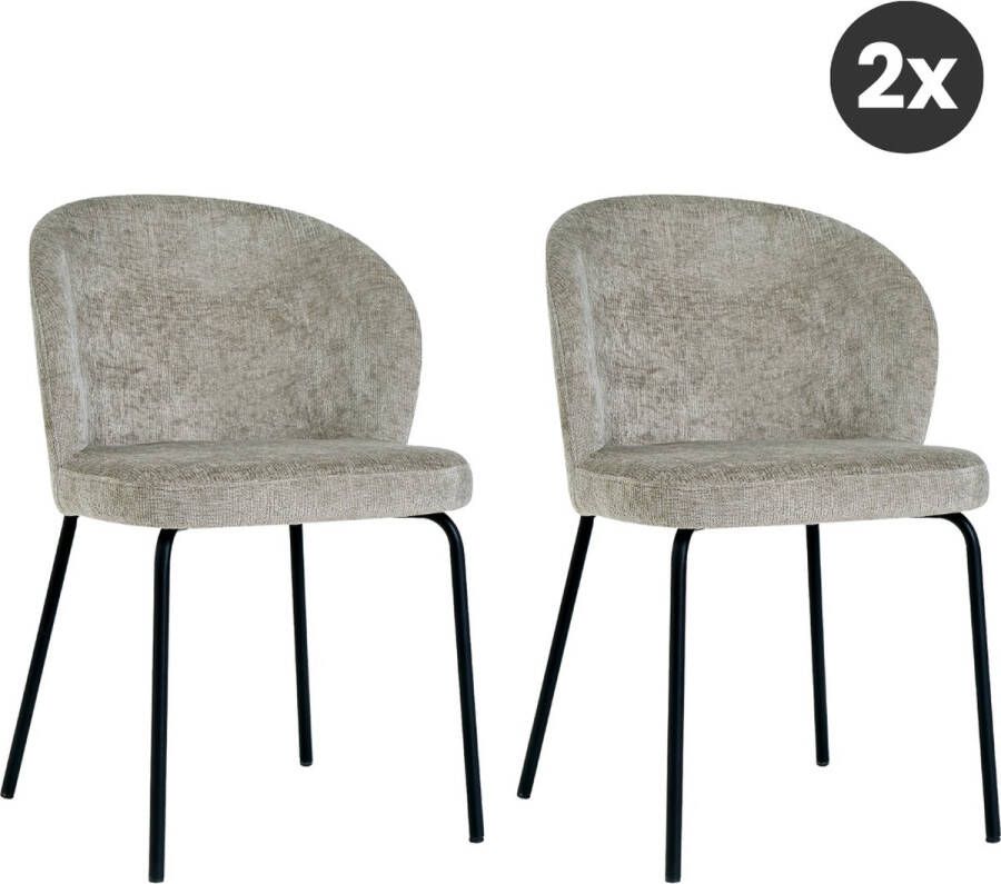 Collectables 2x Eetkamerstoel Lio Taupe Naturel (Set van 2) Rustic Velvet