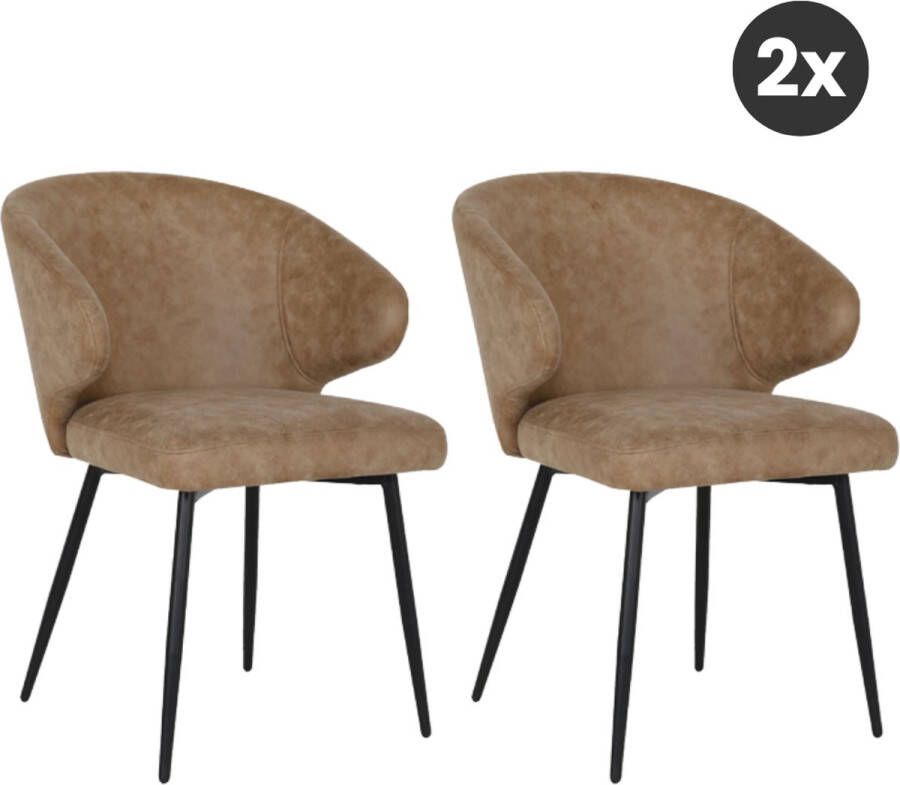 Collectables 2x Eetkamerstoel Pete Microleder Clay (Set van 2)