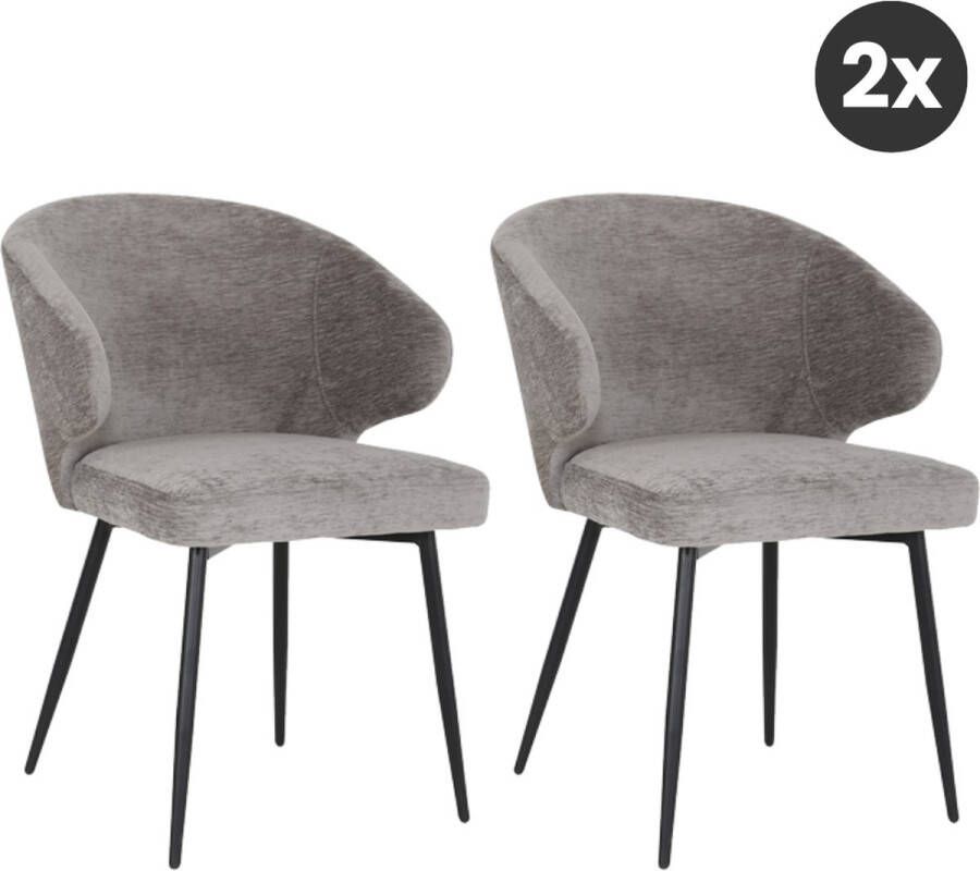 Collectables 2x Eetkamerstoel Pete Stof Antraciet (Set van 2)