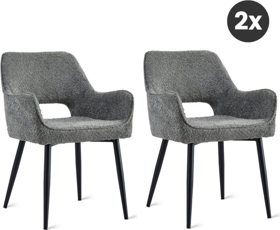 Collectables 2x Eetkamerstoel Ray Antraciet (Set van 2)