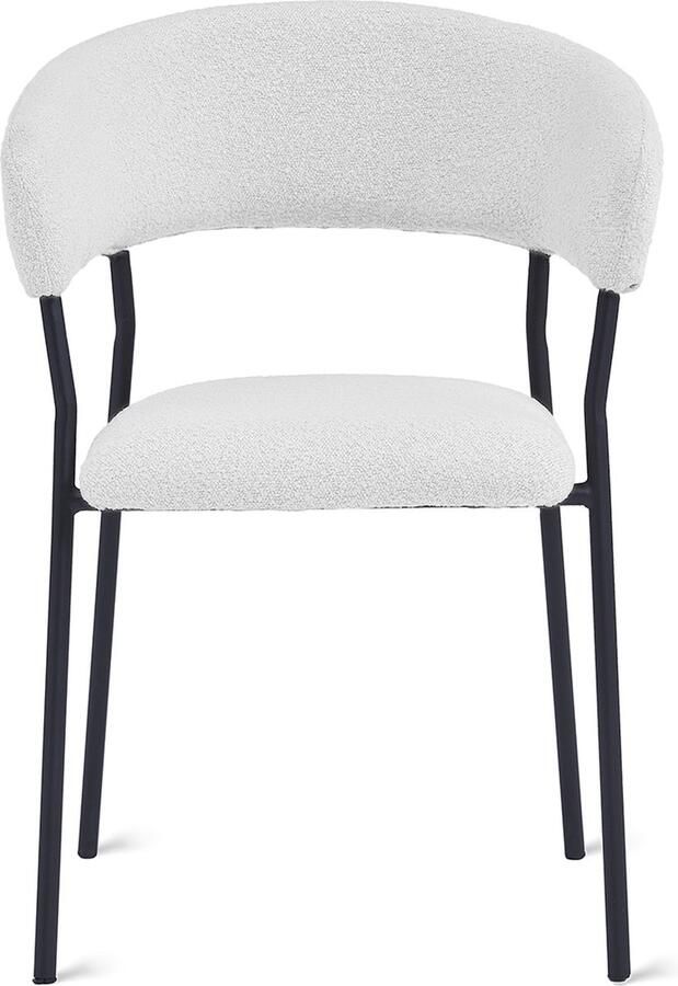 Collectables 2x Eetkamerstoel Ava Bouclé Ivoor (Set van 2)