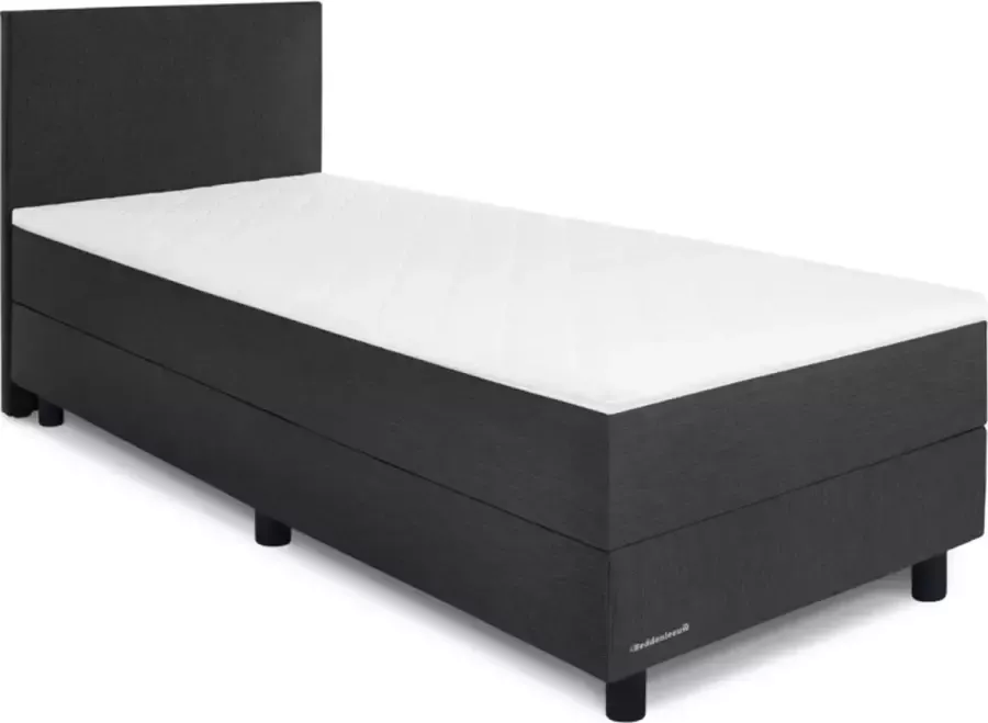 Colmado Comfortbox Boxspring 90x200 incl. thuismontage Complete set met matras Lederlook Antraciet
