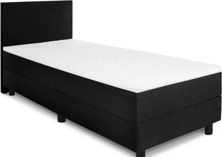 Colmado Comfortbox Boxspring 90x200 incl. thuismontage Complete set met matras Lederlook Zwart
