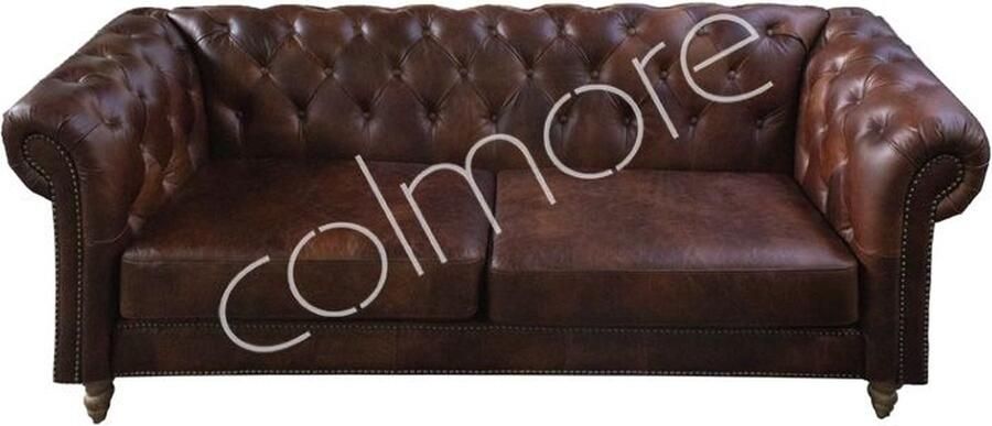 Colmore by Diga Chesterfield bank van top grain donkerbruin leer 3-zits 216 x 85 x 71