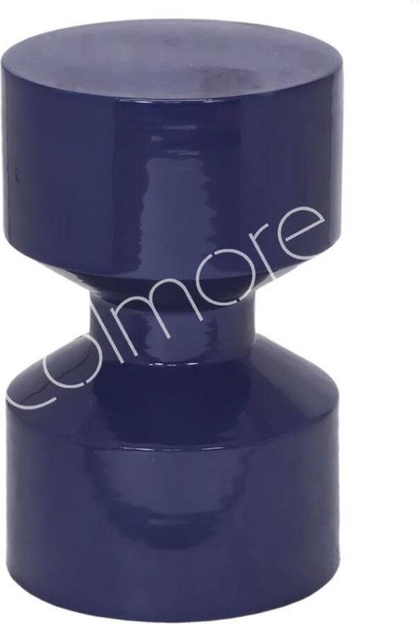 Colmore by Diga luxe emaille blauw poef bijzettafel kruk 30 x 47 cm