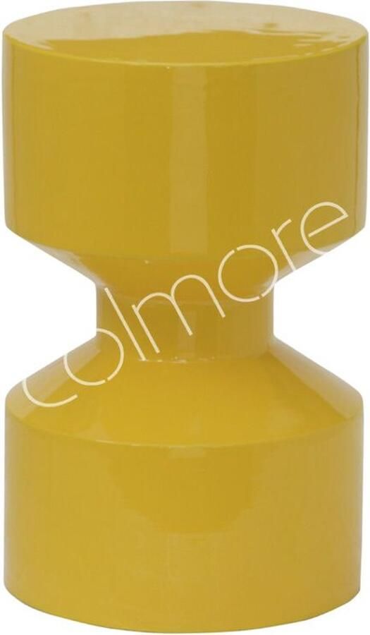 Colmore by Diga luxe emaille gele poef bijzettafel kruk 30 x 47 cm - Foto 2